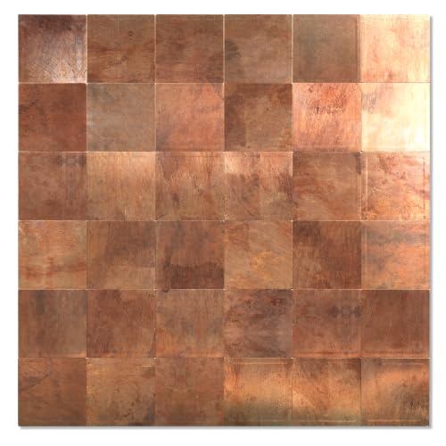 Yipscazo 10 Sheet Peel and Stick Backsplash Mosaic Tiles Stainless Steel Metal Kitchen Backsplash Stick on Tiles for Stove, Bathroom, Laundry in Retro Brown (11.8'' x 11.8'') - color: Retro Brown