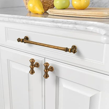 Amerdeco 10 Pack Antique Brass Cabinet Pulls 9" - color: Antique Brass, size: 9" hole center