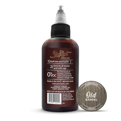 UnoCoat Hardwax Uroil Color Samples - Made in USA - Advanced Wood Grain Treatment for Indoor Applications, Urethane-Modified Hard Wax Oil, for Any Wood Species - 2 oz / 59 ml - Old Barrel