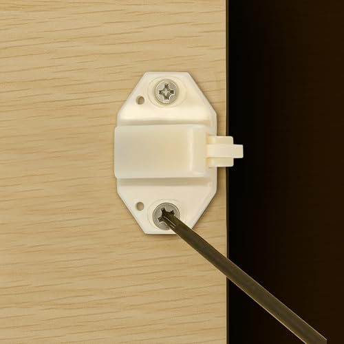 White Marine Boat Ball Catch Door Cupboard – Spring Back Plates Roller Latch Plastic Catches Cabinet Hardware and Furniture Double Latches Interior Doors Small Arrowhead Catch