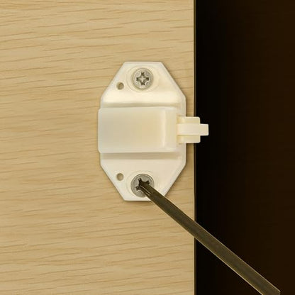 White Marine Boat Ball Catch Door Cupboard – Spring Back Plates Roller Latch Plastic Catches Cabinet Hardware and Furniture Double Latches Interior Doors Small Arrowhead Catch