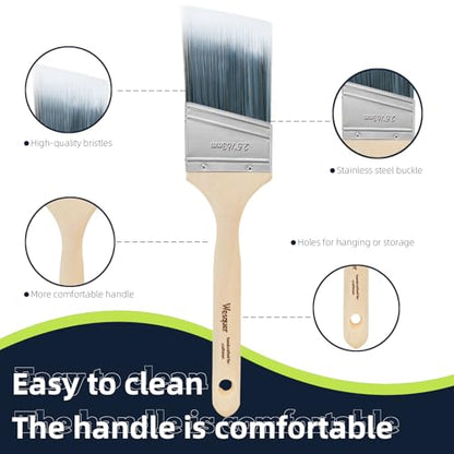 Wesquer 2.5 Inch Angled Paint Brushes 12 Pack Bulk Professional Stain Wood - size: 2.5inch (12 pack)