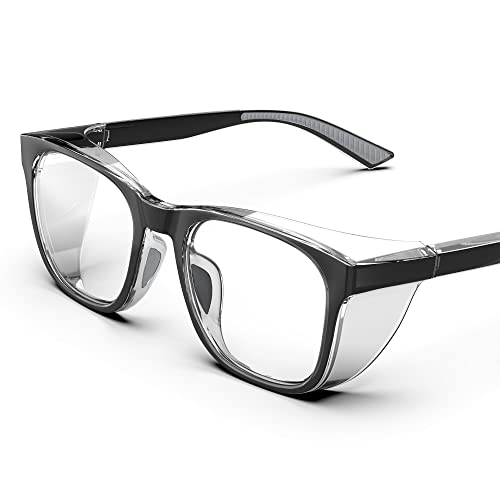 DILANCO Clear Safety Glasses Goggles With Side Shields for Women Men,Fog & Scratch-Resistant Complete UV Protection Eyewear - color: Black&grey