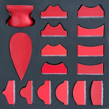 16-Piece Contoured Profile Hand Sanding Block Set, Hook & Loop,RED - color: Red