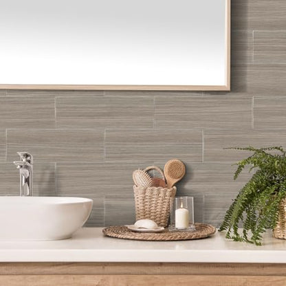 Tile Stickers for Kitchen, 12pcs Wooden Effect Wall Sticker 3D Wall Panels Peel and Stick Wall Tile Backsplash for Bathroom Retro Self Adhesive Waterproof Subway Tiles DIY-4"x12"