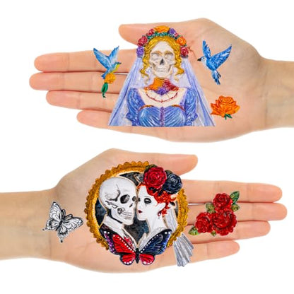 Skeleton Bride and Groom Clay Molds for Crafts - color: Skull Couple