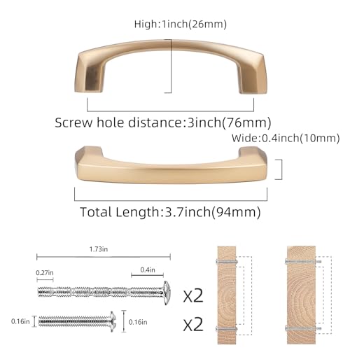 COTYKILEY 10 Pack 3Inch(76mm) Champagne Bronze Cabinet Handles Gold Kitchen Cabinet Pulls Kitchen Cabinet Hardware - color: Champagne Bronze, size: 3" Hole Center（76MM）