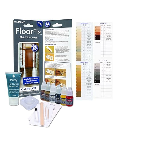 CalFlor FloorFix Mix2Match Hardwood & Laminate Repair Kit – 20 Color Formulas + Grain & Gloss Tools