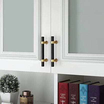 Haliwu 10 Pack 3in Black and Gold Cabinet Handles for Kitchen Drawers - color: Black & Matte Gold, size: 76mm (3 inch) Hole Center Spacing