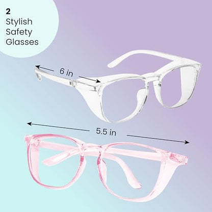 Aqulius Safety Glasses for Women & Men - 2 Pack - Scratch-Resistant Protective Eyewear, Shooting Glasses, Safety Goggles - color: Pink & Clear