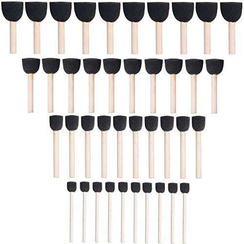 WAFJAMF 40 Pcs Round Sponges Brush Set 4 Sizes DIY Painting Tools Black - color: Black