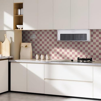 Art3d Grid Peel and Stick Backsplash, 10-Pack, 12" x 12", Pink & Warm White - color: Pink and Warm White