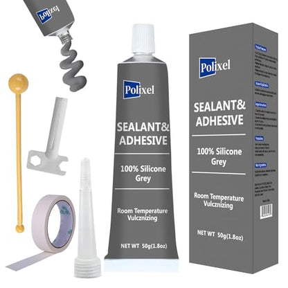 Gray RTV Silicone Sealant Adhesive 100% High Temperature Silicone Caulk Waterproof Stronger Adhesion Shrink & Crack Proof for Automotive Kitchen Bathroom Window Gasket -1.8oz/50g - color: Gray