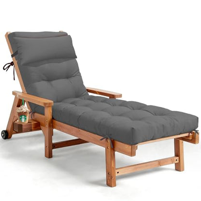 76 x 22 x 4.7 Waterproof Chaise Lounge Chair Cushion Outdoor Gray - color: Grey, size: 1 Pack