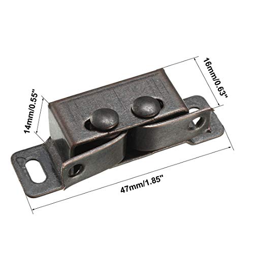 uxcell Retro Wardrobe Door Iron Double Ball Roller Catch Latch, Copper Tone 4pcs