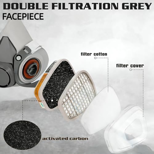 Reusable Half Face Respirator with Goggle for Paint, Epoxy Resin