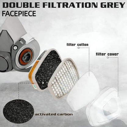 Reusable Half Face Respirator with Goggle for Paint, Epoxy Resin