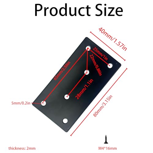 8PCS Black Stainless Steel Mending Plates Straight Metal Repair Brackets Flat Brace Hardware for Wood Furniture Cabinet Shelves Fixing Joining with Screws Kit(3.15"x1.57") - size: 3.15”x1.57”