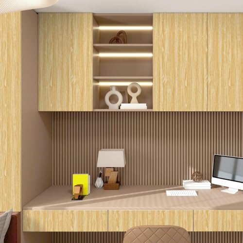 Peel and Stick Wallpaper Light Oak Wood Grain Contact Paper 15.7" x 472.4" - color: Oak, size: 15.7" x 472.4"