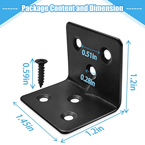 28 Black L Corner Brackets + 168 Stainless Steel Screws, Heavy Duty Angle Brackets for Shelves, Raised Beds, Tables & Cabinets - size: 28PCS, style: L Brackets