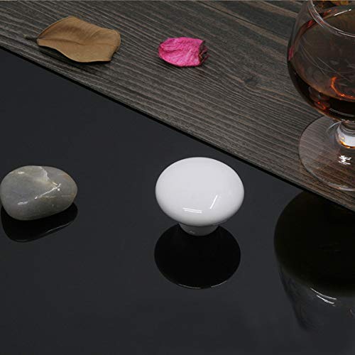 HUAMULAN Ceramic Cabinet Mushroom Knobs Dresser Drawer Pull Handles 15PCS - color: White