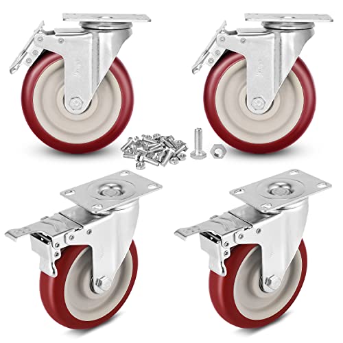 5 inch Swivel Caster Wheels with Dual Locking - size: 5 inch