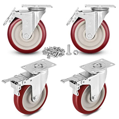 5 inch Swivel Caster Wheels with Dual Locking - size: 5 inch