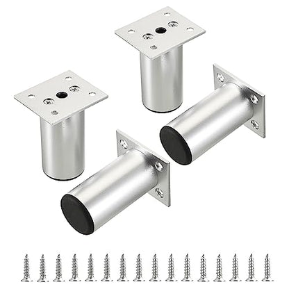 Sumnacon 4PCS Aluminium Alloy Furniture Legs, Round Adjustable Feet, 3 Inch - color: Silver, size: 3 Inch Height