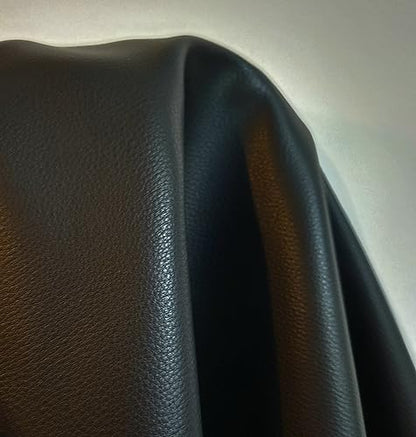 NAT Leathers™ | Black Mini Tumble Grain Faux Leather | Synthetic Pleather 0.9 mm Baby Calf Grain | 1 Yard 54 inch Wide x 36 inch Long | Soft Smooth Upholstery (Black Tumblegrain) - color: Black Pebblegrain