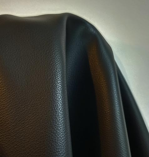 NAT Leathers Black Pebblegrain Tumbled (Peta-Approved) Vegan Faux Leather Fabric Sheet Synthetic Pleather 0.9 mm 1/2 Yard 18 x 54 inch Soft Upholstery Half Yard (18" x 54") (Black Pebbled)