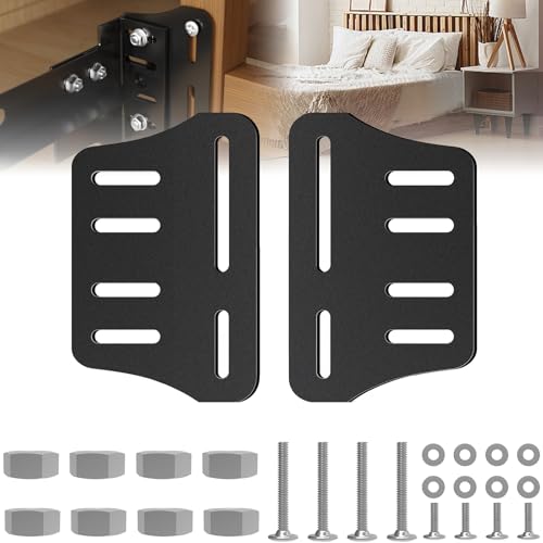 2 PCS Bed Frame Adapter for Headboard,Queen Bed Modification Plate Bed Frame Brackets Adapter/Connector,Heavy Duty Headboard Adapter Kit to Connect Headboard Footboard (Black) - size: 2 PCS Bed Frame Adapter for Headboard