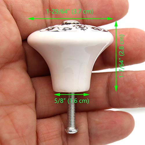 LXZ 4 PCs Vintage Style Round Ceramic Knobs Handles Pulls for Cabinet Drawer Door