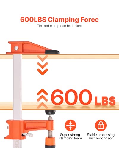 VEVOR Bar Clamps for Woodworking, 2-Pack 6 inch and 2-Pack 12 inch, Lockable F-Clamp with 600 lbs Load Limit, 2-1/2 inch Depth, Cast Iron and Carbon Steel, Wood Clamps for Woodworking Metal Working - size: 12"& 6" (4 Pack), style: Medium-Duty