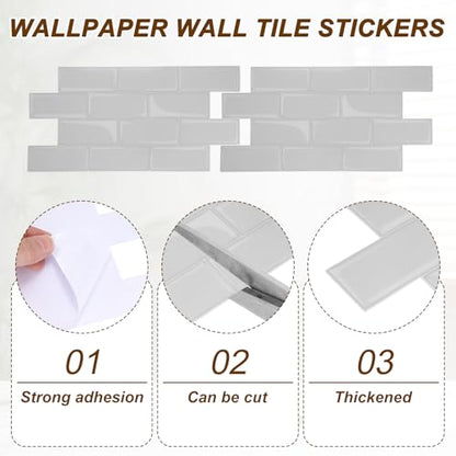 HARFINGTON Peel and Stick Backsplash Tiles 9.4"x4.7" White, 10Pcs - color: White