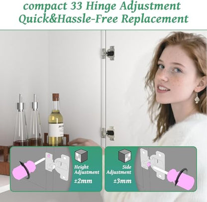 10-Pack Blum 110° Cabinet Hinges Replacement for Compact 33 Screw-in Hinge - Heavy-Duty Nickel-Plated, Face Frame Cabinets (No Mounting Plate, with Screws)
