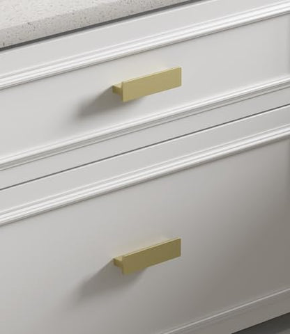 Goldenwarm 10 Pack 3 Inch Gold Cabinet Handles Dresser Drawer Pulls - color: Matte Gold, size: 3in Hole Centers