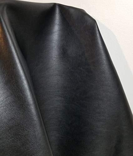 Black Matte Fullgrain Soft Faux Vegan Leather Fabric Sheet Peta Approved Vegan) 1 Yard (36 x 54 inch) Cut by Yard Pleather 0.9 mm Smooth Upholstery | 36"x54" - color: Black Matte