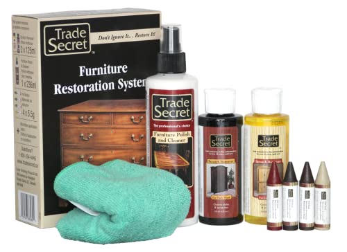 Trade Secret Wood Furniture Repair Kit with Polish, Sticks and Cloth - color: Light and Dark Wood