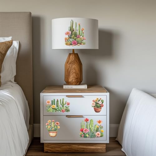 GLOBLELAND 3 Sheets Cactus Rub on Transfer for Furniture 6×12 inch - style: Cactus