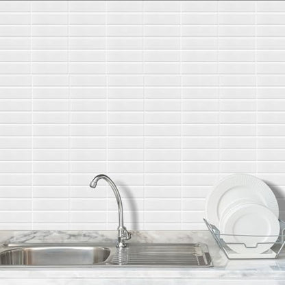 Alwayspon 12×12inch×10Pcs 2.5mm Thick Version White 3D Vinyl Backsplash Tiles, Self-Adhesive Peel and Stick Wall Tile Stickers Stick on Subway Tiles for Kitchen Bathroom Wall - color: White