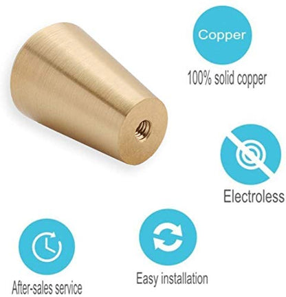 IVAILEX 10 Pack Brushed Brass Cabinet Knobs, Gold Solid Brass Drawer Knobs for Dresser, Furniture Hardware Knob, 0.8 inch Diameter Cone - color: Cone