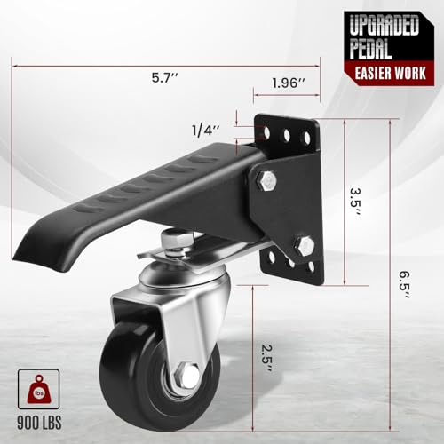 SPACECARE Workbench Casters Retractable Casters Kit 900Lbs, 4 Heavy Duty Casters Side Mounted All Steel Construction Urethane, Bonus Install Template, 4 Pack - style: 900