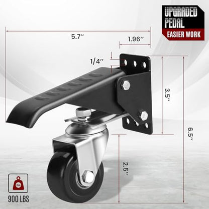 SPACECARE Workbench Casters Retractable Casters Kit 900Lbs, 4 Heavy Duty Casters Side Mounted All Steel Construction Urethane, Bonus Install Template, 4 Pack - style: 900