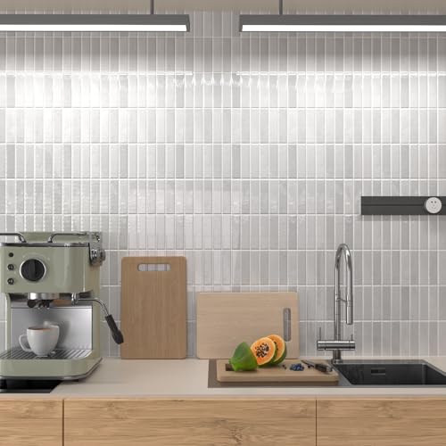 Peel and Stick Backsplash Tile for Kitchen, 10 Sheets, 11.42''x9'' - color: White/Gray