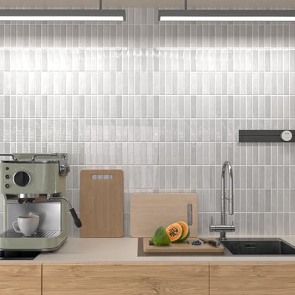 Peel and Stick Backsplash Tile for Kitchen, 10 Sheets, 11.42''x9'' - color: White/Gray