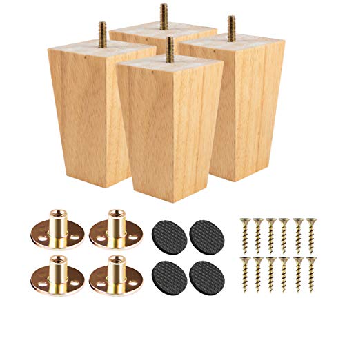 3 inch Solid Wood Pyramid Furniture Legs 4PCS Mid-Century Modern - color: Natural Wood Color, size: 3" (8cm)
