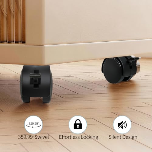 4Pack1.5Inch Swivel Caster Wheels, Locking Plastic Wheels for Furniture - color: 1.5 Inch Black