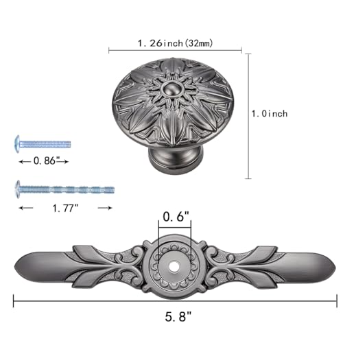 10Set Cabinet Knobs & Back plate, Gunmetal Grey Drawer Hardware for Kitchen - color: Gunmetal Grey