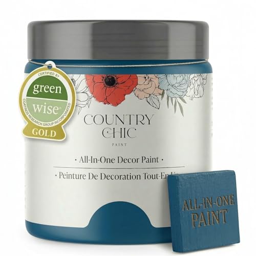 Country Chic All-in-One Chalk Paint for Furniture, Cabinets, Home Decor, Eco-Friendly, Matte Finish, Built-In Primer & Top Coat for Wood, Metal - Bling Bling (Royal Blue) - Pint 16 oz (475 ml) - color: Bling Bling, size: 16 Fl Oz (Pack of 1)