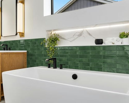 DEWOO Green Peel and Stick Backsplash Tiles for Kitchen Wall 10-Sheet